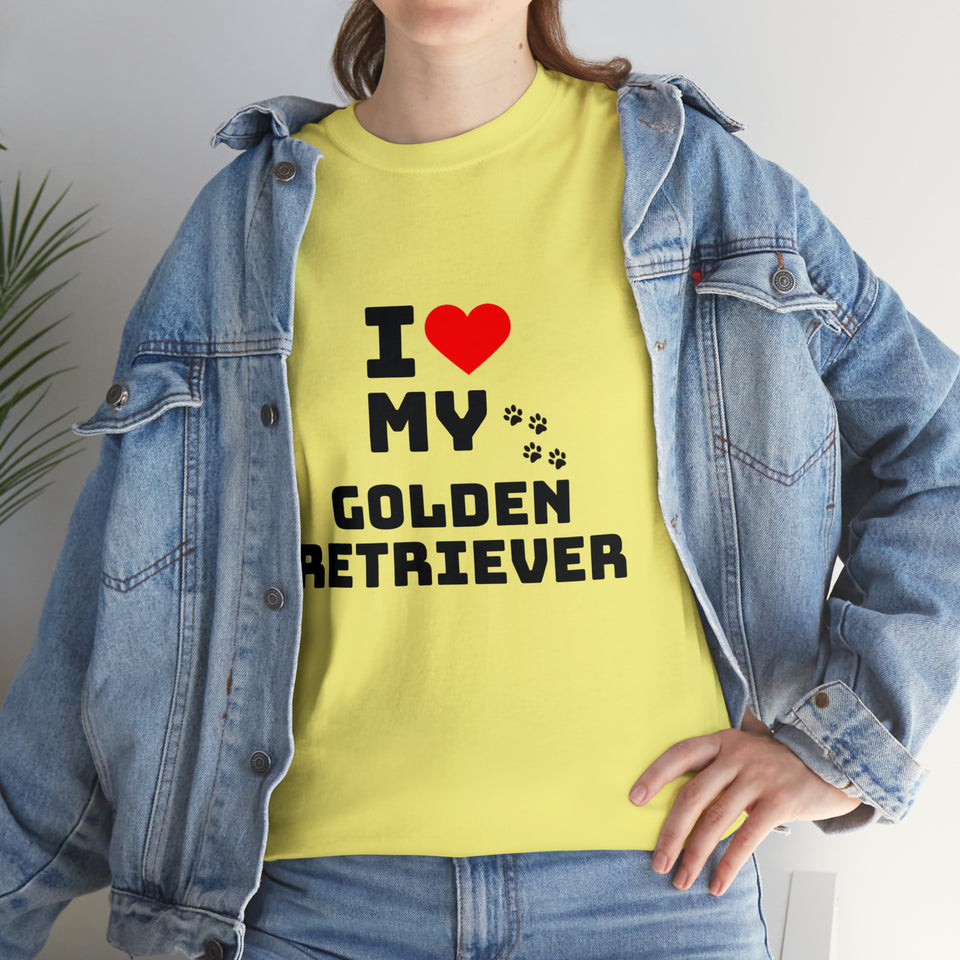 I Love My Golden Retriever Unisex Heavy Cotton Tee