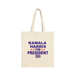 Kamala Harris for President Cotton Canvas Tote Bag