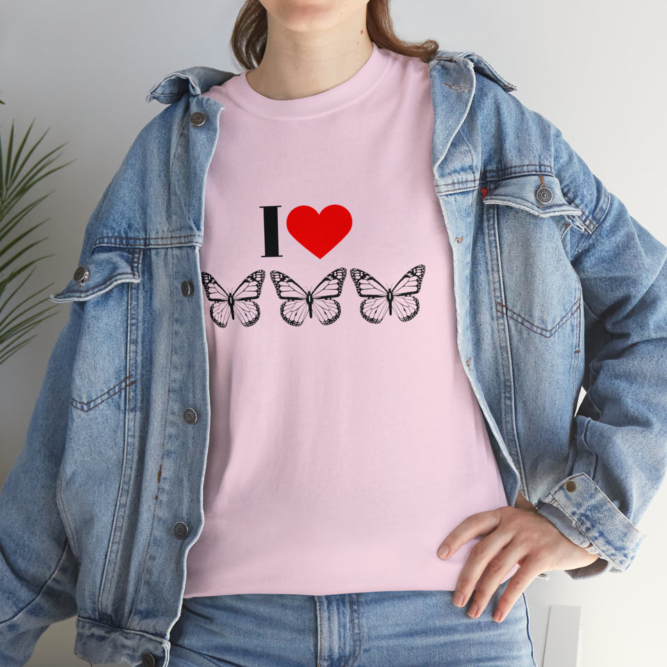 I Love Butterflies Unisex Heavy Cotton Tee