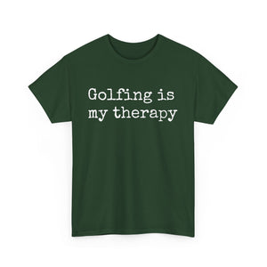 Golfing Is My Therapy (White) Unisex Heavy Cotton Tee