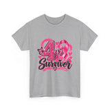 4 Yr Survivor Breast Cancer Awareness Unisex Heavy Cotton Tee