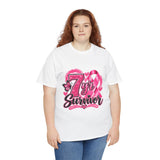 7 Yr Survivor Breast Cancer Awareness Unisex Heavy Cotton Tee