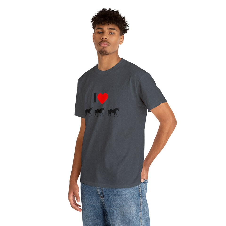 I Love Horses Unisex Heavy Cotton Tee