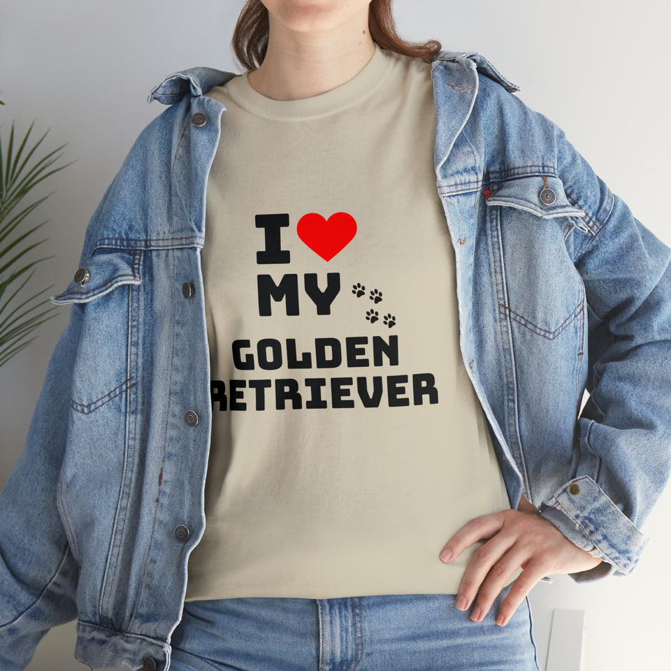 I Love My Golden Retriever Unisex Heavy Cotton Tee