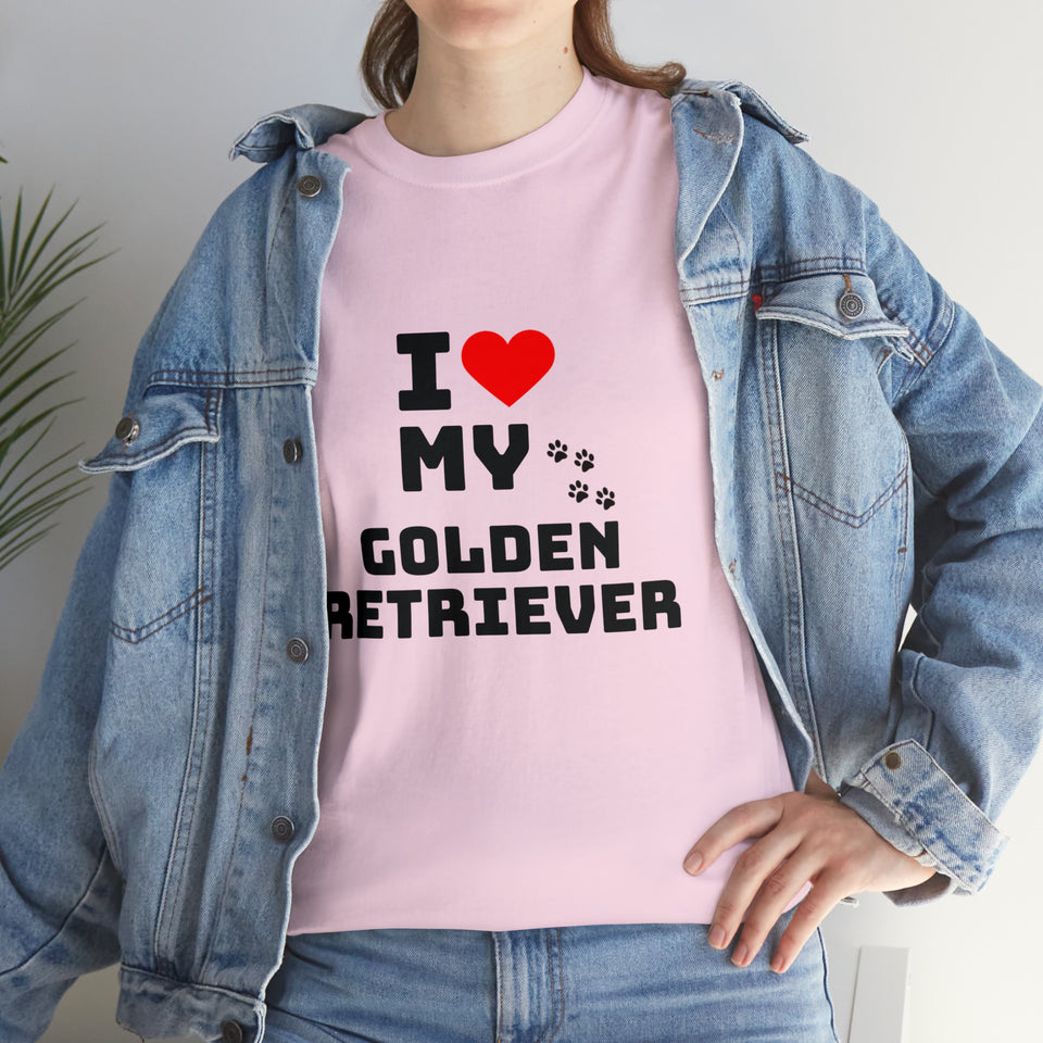 I Love My Golden Retriever Unisex Heavy Cotton Tee