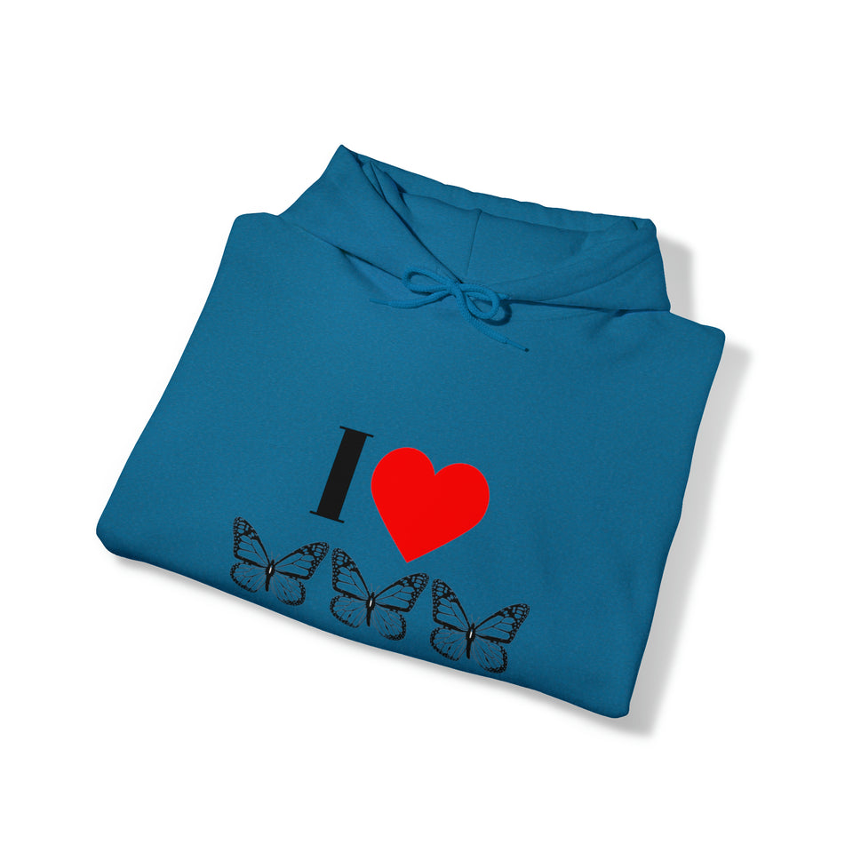 I Love Butterflies Unisex Heavy Blend™ Hooded Sweatshirt