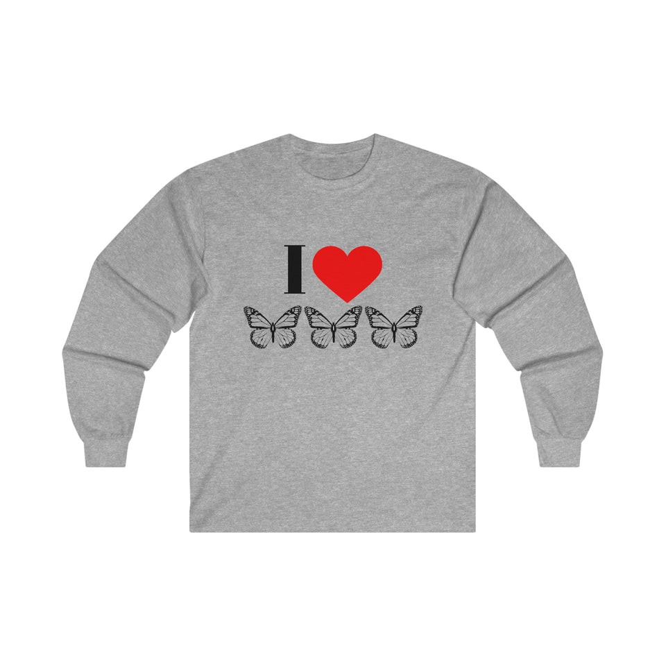 I Love Butterflies Ultra Cotton Long Sleeve Tee