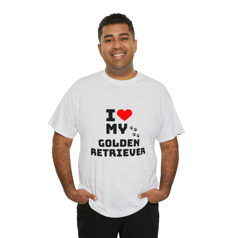 I Love My Golden Retriever Unisex Heavy Cotton Tee