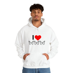 I Love Butterflies Unisex Heavy Blend™ Hooded Sweatshirt