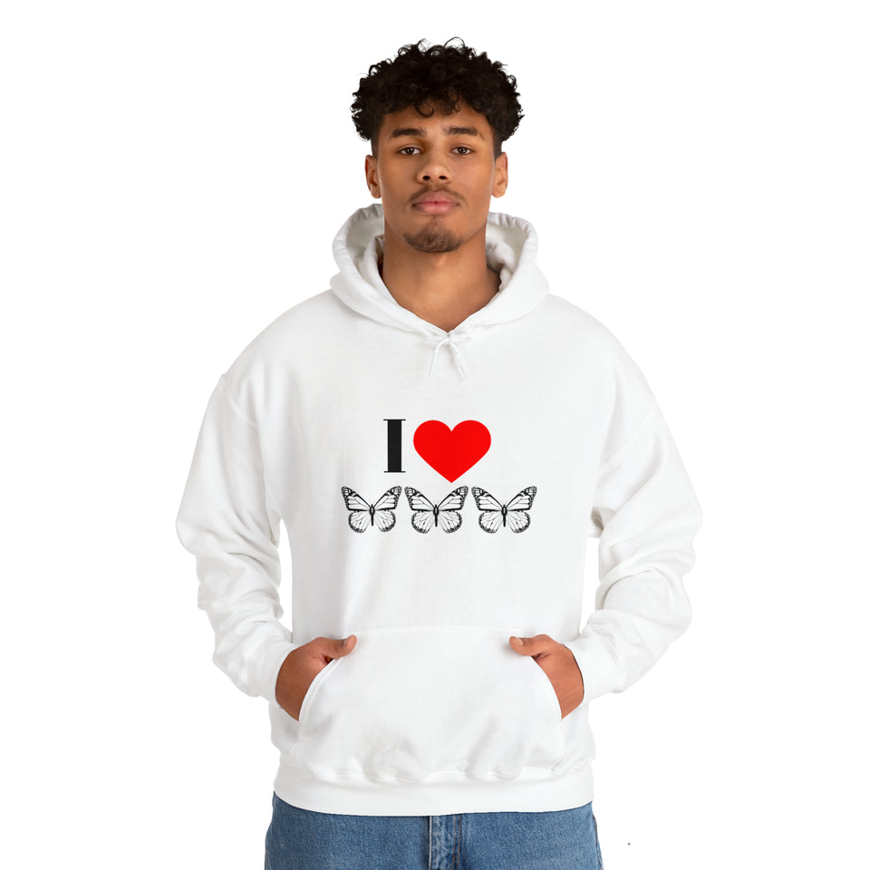 I Love Butterflies Unisex Heavy Blend™ Hooded Sweatshirt