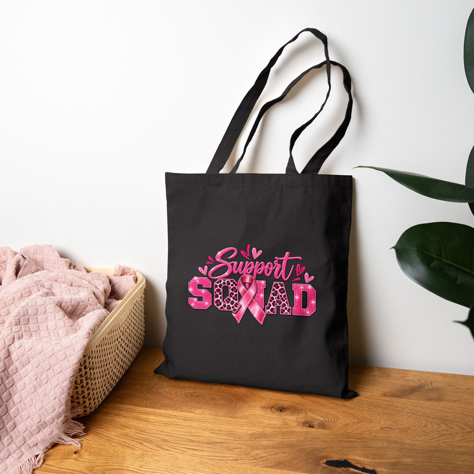 Support Squad Breast Cancer Awareness Cotton Canvas Tote Bag