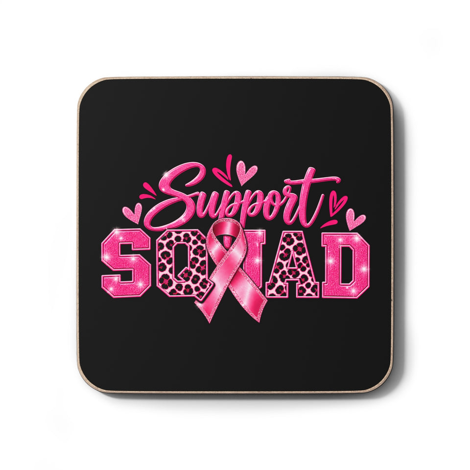 Support Squad Breast Cancer Awareness Hardboard Back Coaster