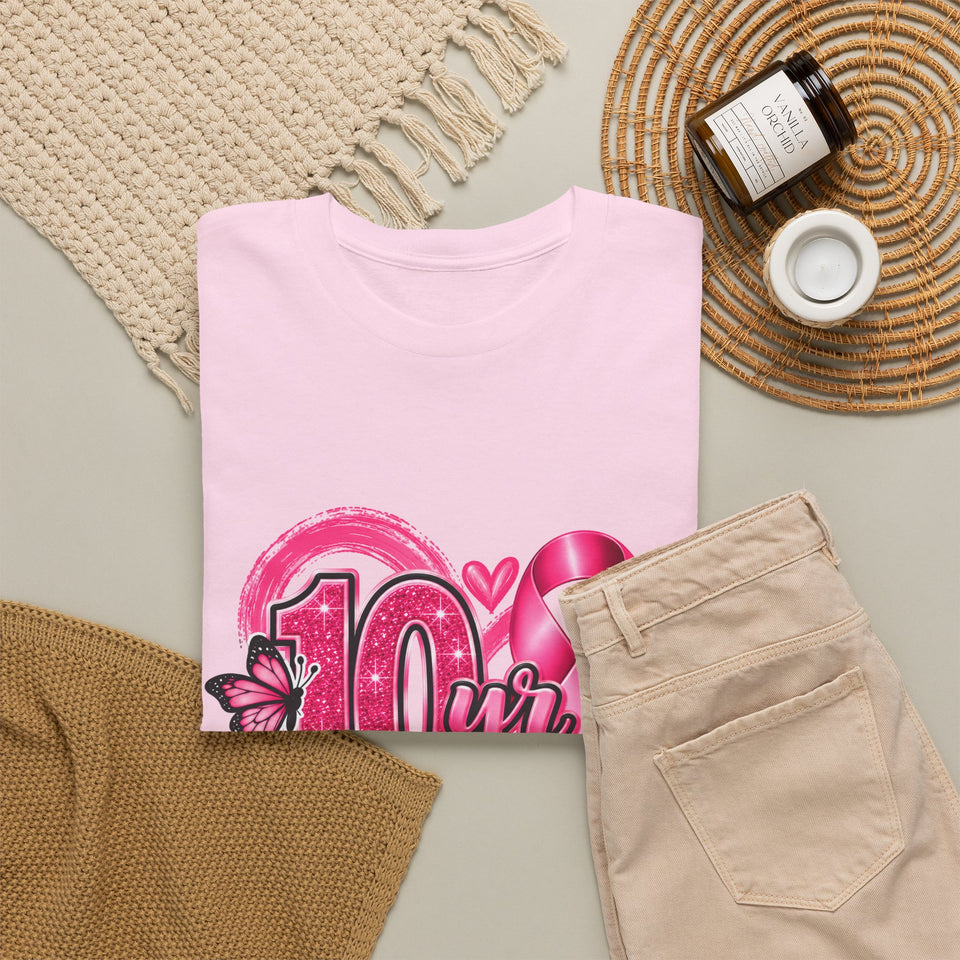 10 Yr Survivor Breast Cancer Awareness Unisex Heavy Cotton Tee