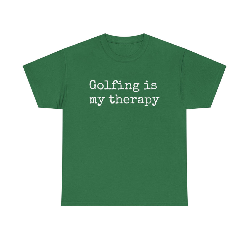 Golfing Is My Therapy (White) Unisex Heavy Cotton Tee