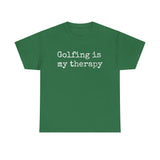 Golfing Is My Therapy (White) Unisex Heavy Cotton Tee