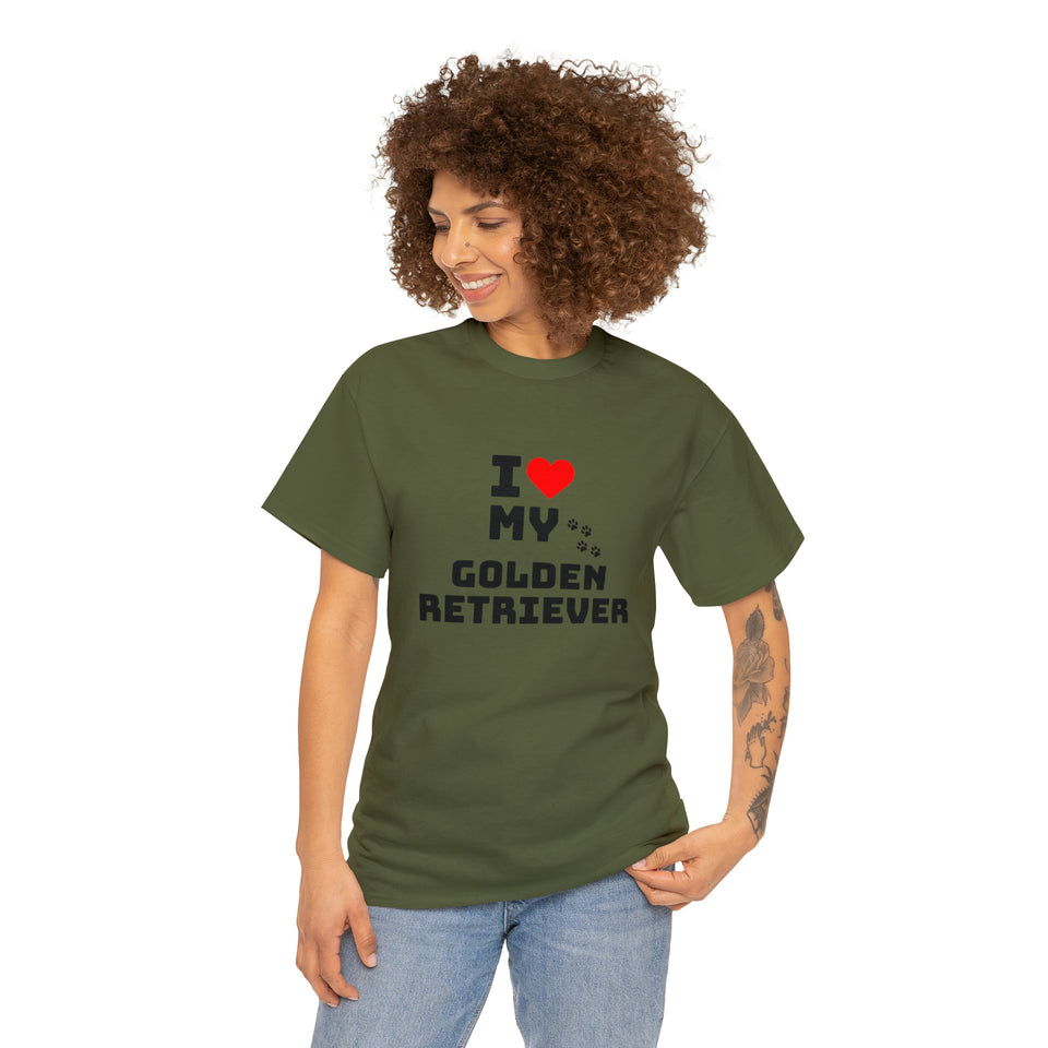 I Love My Golden Retriever Unisex Heavy Cotton Tee