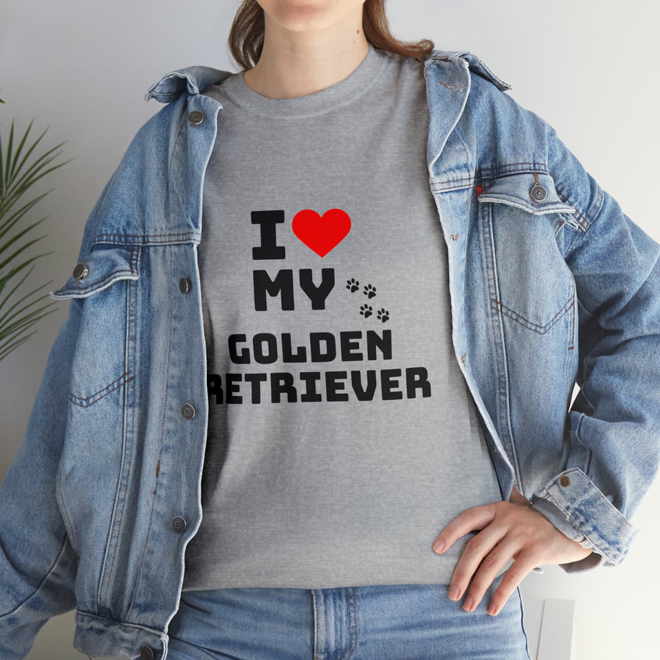 I Love My Golden Retriever Unisex Heavy Cotton Tee