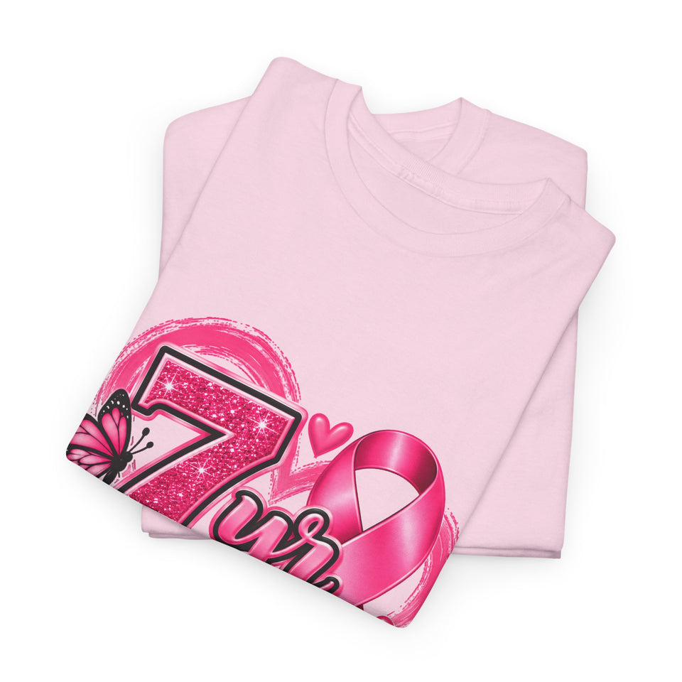 7 Yr Survivor Breast Cancer Awareness Unisex Heavy Cotton Tee