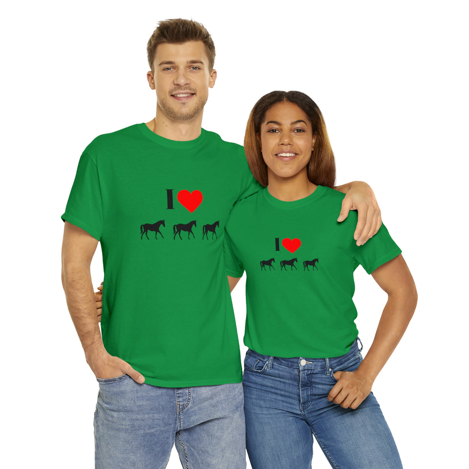 I Love Horses Unisex Heavy Cotton Tee