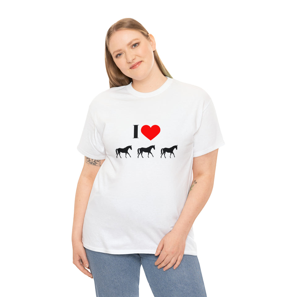 I Love Horses Unisex Heavy Cotton Tee