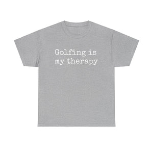 Golfing Is My Therapy (White) Unisex Heavy Cotton Tee