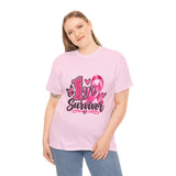 1 Yr Survivor Breast Cancer Awareness Unisex Heavy Cotton Tee
