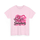 2 Yr Survivor Breast Cancer Awareness Unisex Heavy Cotton Tee