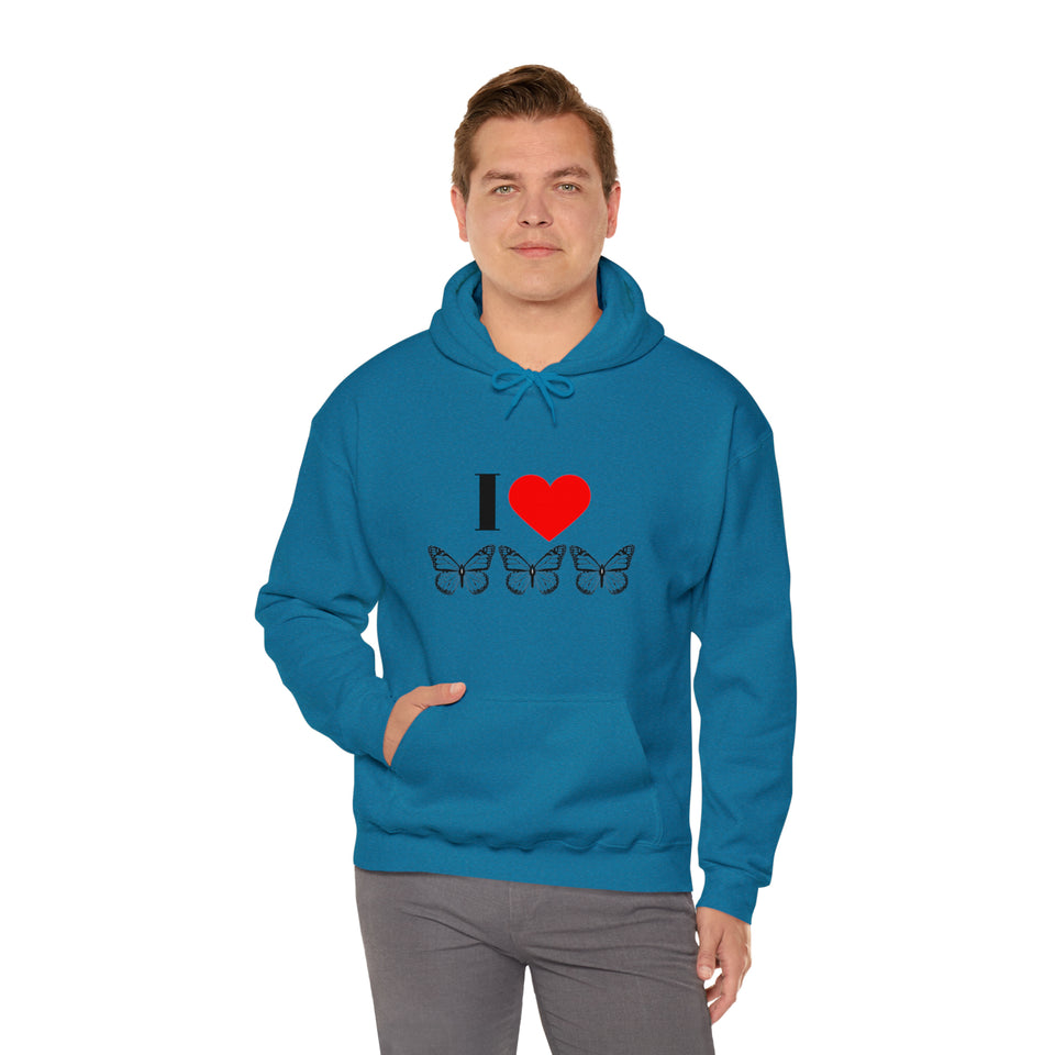 I Love Butterflies Unisex Heavy Blend™ Hooded Sweatshirt