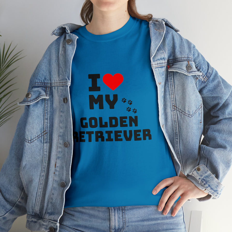 I Love My Golden Retriever Unisex Heavy Cotton Tee