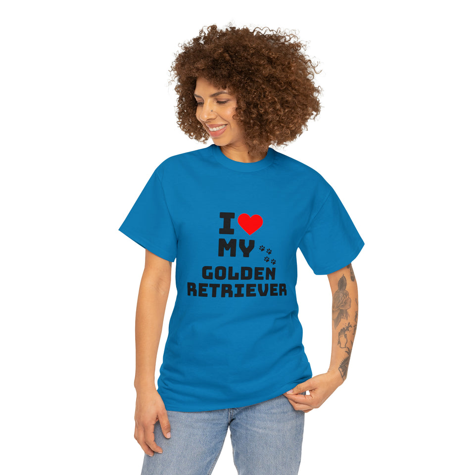 I Love My Golden Retriever Unisex Heavy Cotton Tee