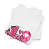 1 Yr Survivor Breast Cancer Awareness Unisex Heavy Cotton Tee