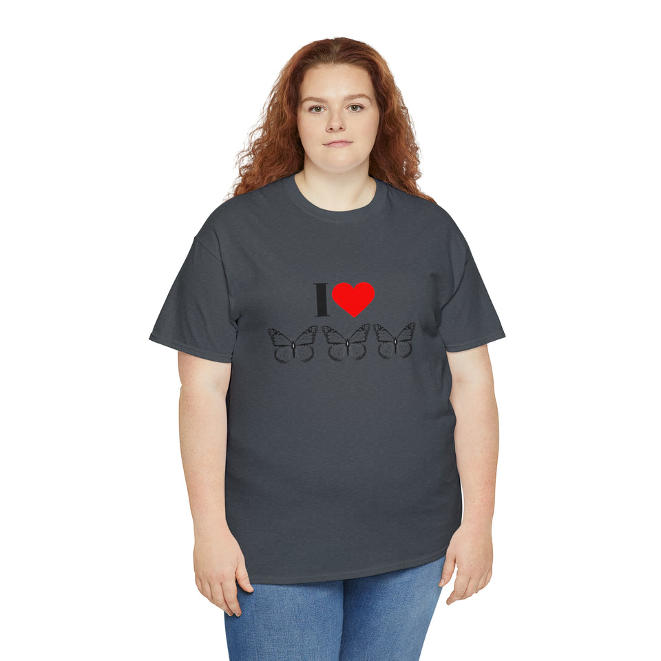 I Love Butterflies Unisex Heavy Cotton Tee