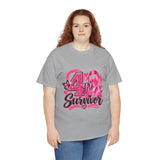 4 Yr Survivor Breast Cancer Awareness Unisex Heavy Cotton Tee