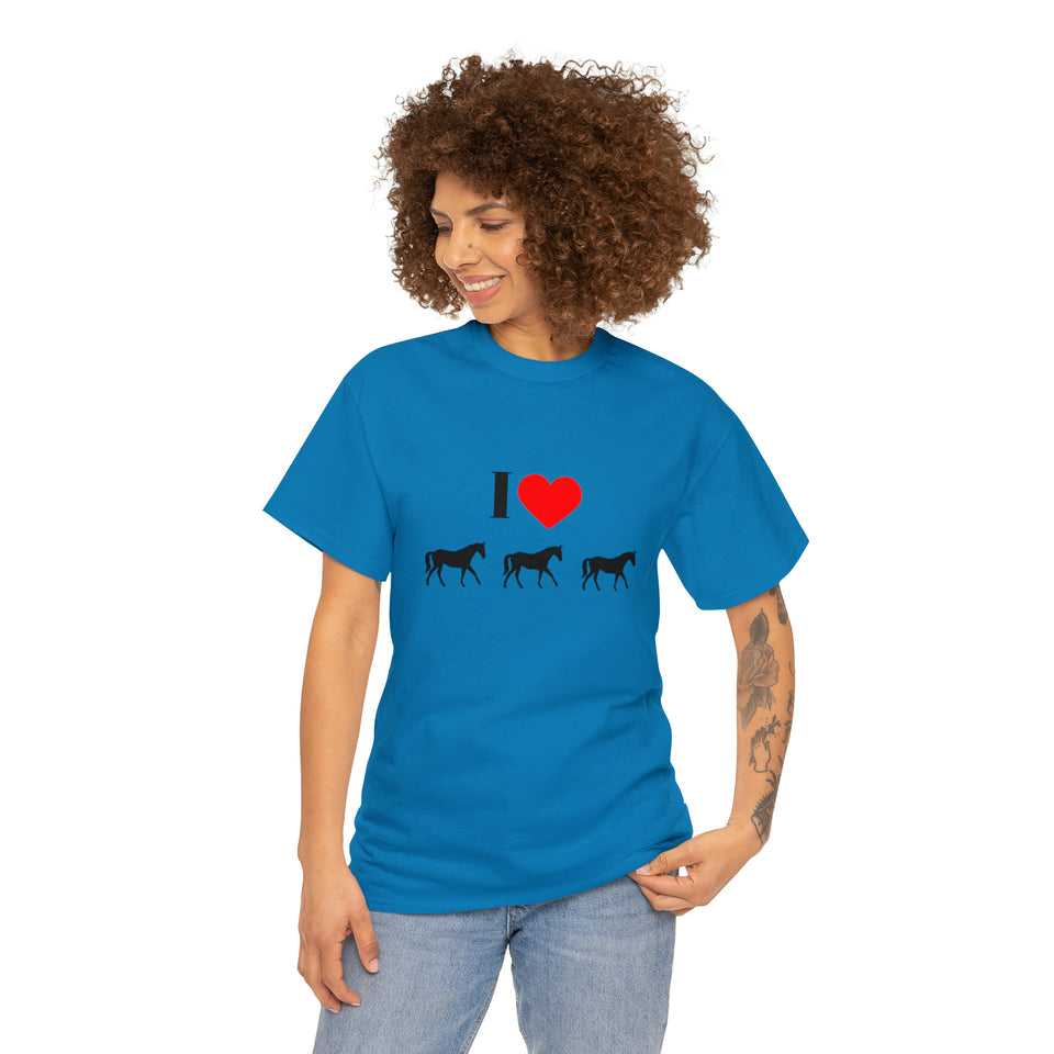 I Love Horses Unisex Heavy Cotton Tee