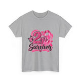 2 Yr Survivor Breast Cancer Awareness Unisex Heavy Cotton Tee