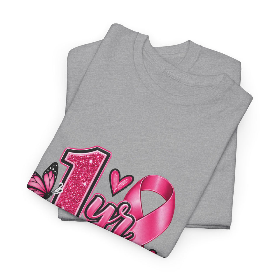 1 Yr Survivor Breast Cancer Awareness Unisex Heavy Cotton Tee