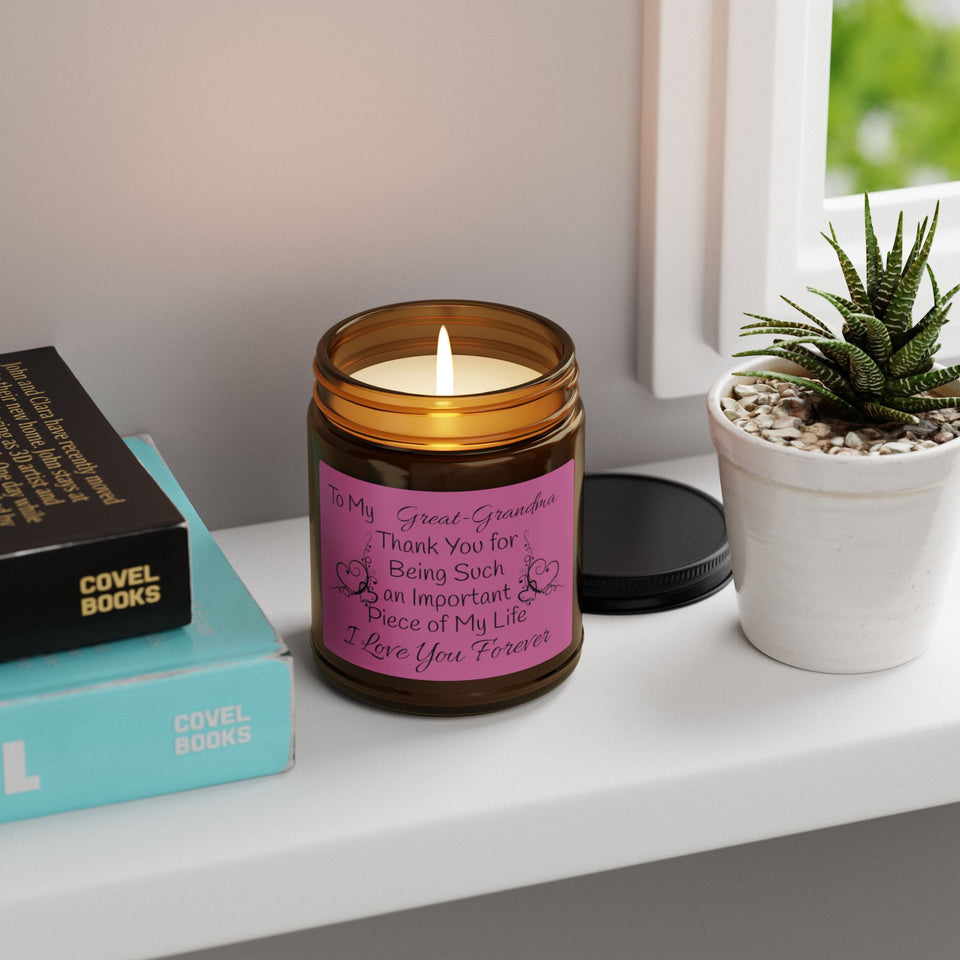 To My Great-Grandma Scented Soy Candle (Multi-Size, Amber Jar)