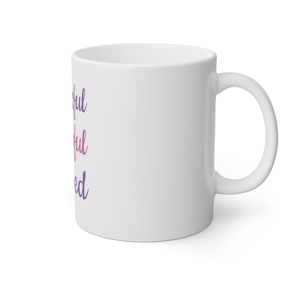 THANKFUL GRATEFUL BLESSED White Mug, 11oz