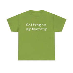 Golfing Is My Therapy (White) Unisex Heavy Cotton Tee