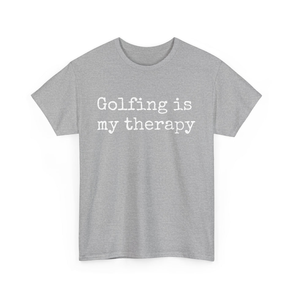 Golfing Is My Therapy (White) Unisex Heavy Cotton Tee