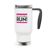 Black Girls Run Stainless Steel Travel Mug with Handle, 14oz