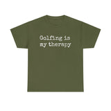 Golfing Is My Therapy (White) Unisex Heavy Cotton Tee