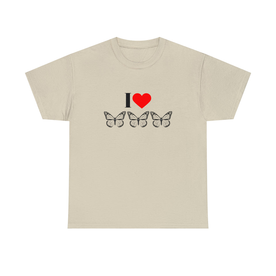 I Love Butterflies Unisex Heavy Cotton Tee