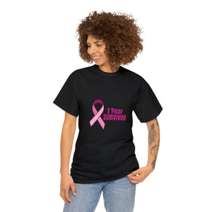 1 Year Survivor Unisex Heavy Cotton Tee