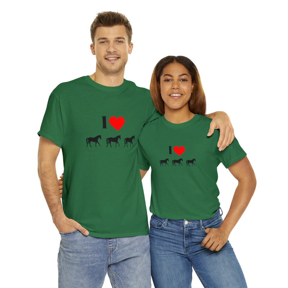 I Love Horses Unisex Heavy Cotton Tee