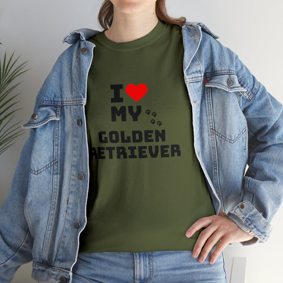I Love My Golden Retriever Unisex Heavy Cotton Tee