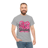 4 Yr Survivor Breast Cancer Awareness Unisex Heavy Cotton Tee