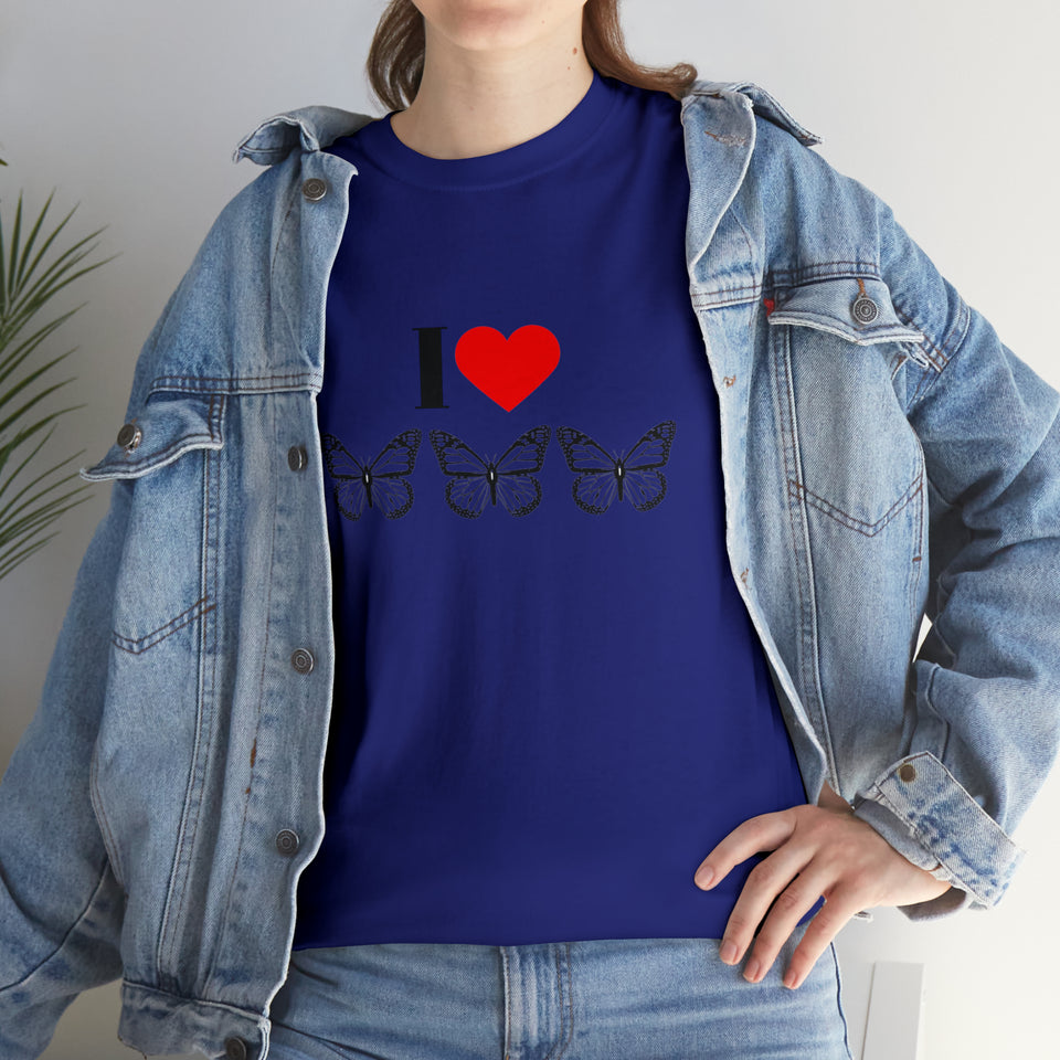 I Love Butterflies Unisex Heavy Cotton Tee