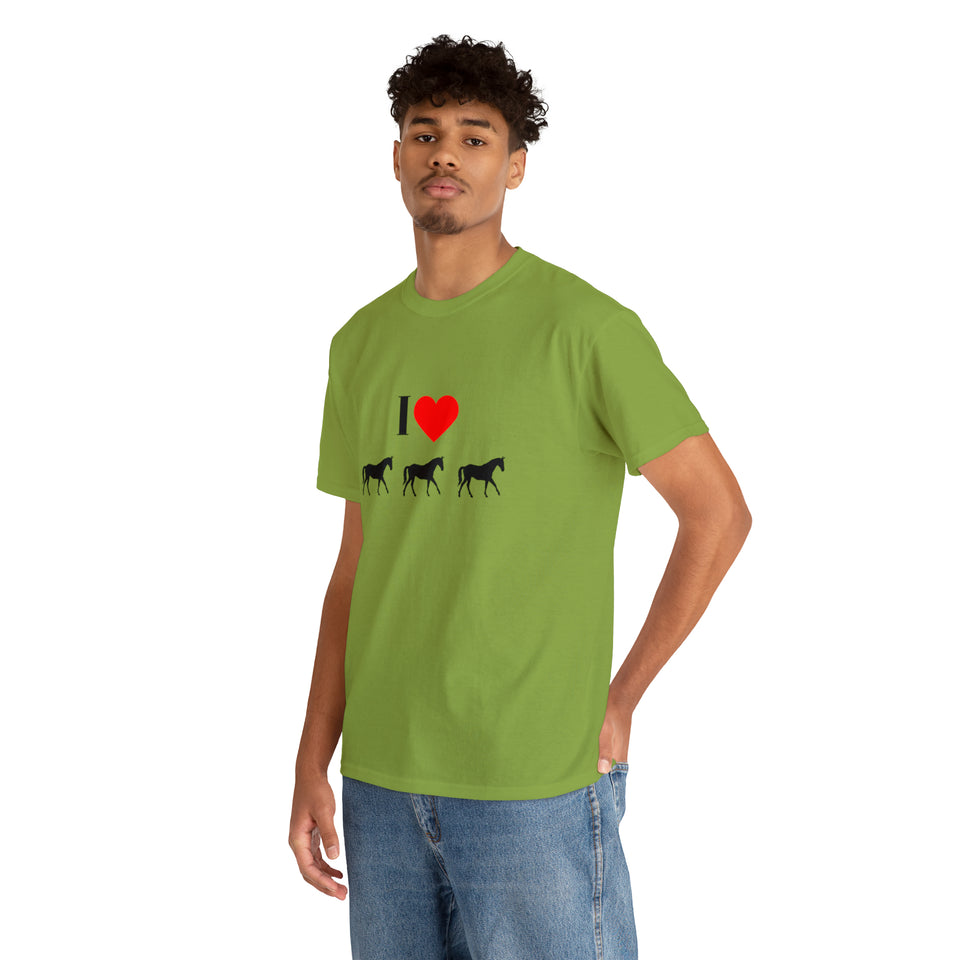 I Love Horses Unisex Heavy Cotton Tee