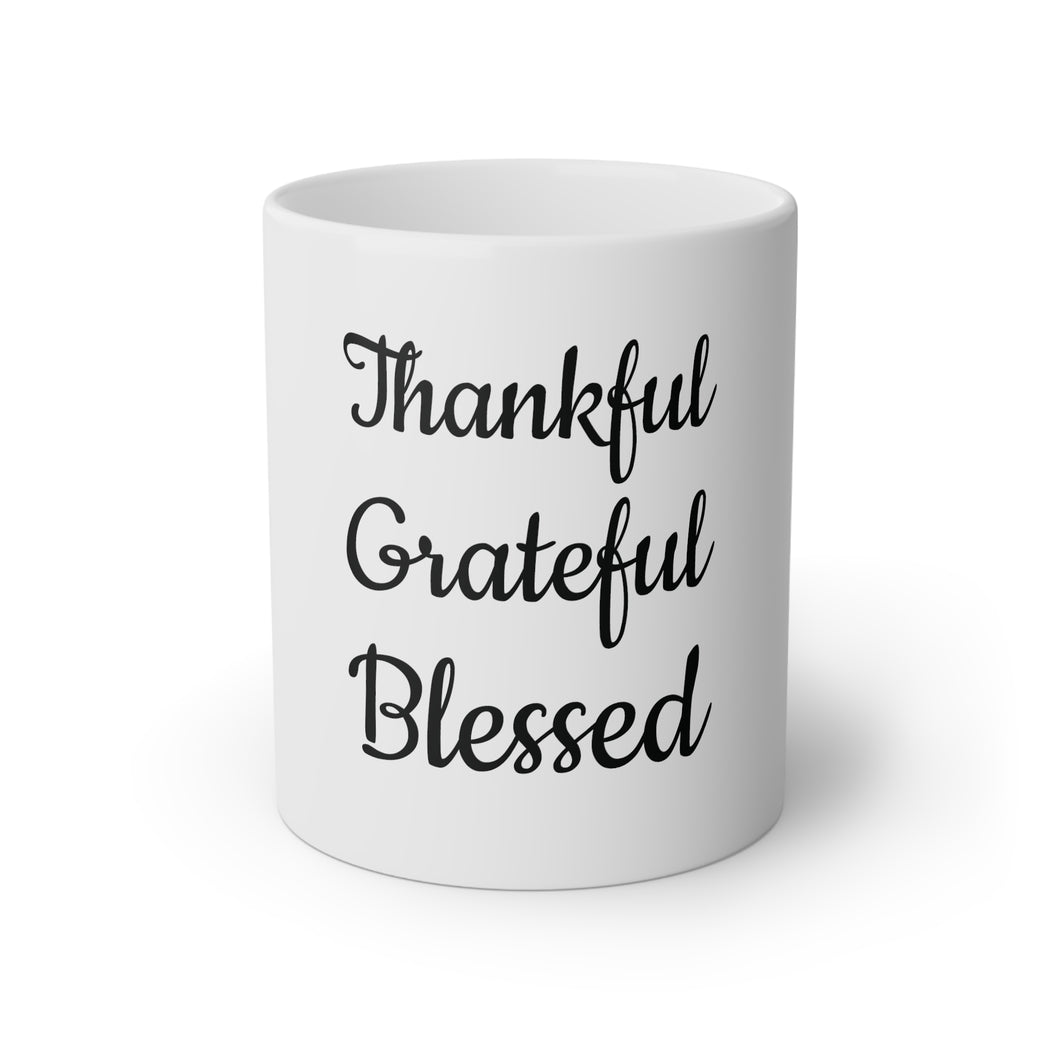 THANKFUL GRATEFUL BLESSED White Mug, 11oz